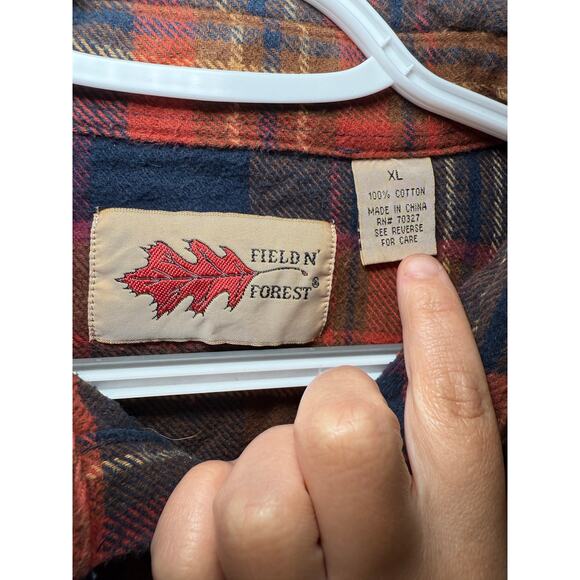 Field & Forest plaid pearl button snap mens cotton shirt XL chore barn outdoors - Picture 2 of 5